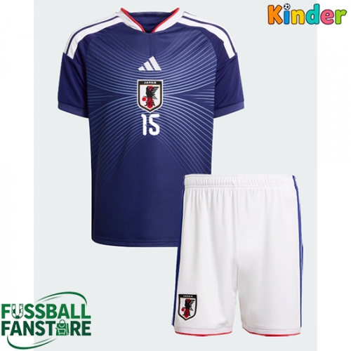 Japan Daichi Kamada #15 Replik Heimtrikot Kinder WM 2026 Kurzarm (+ Kurze Hosen)